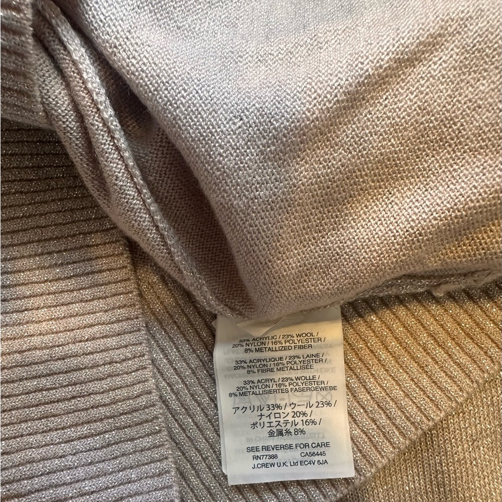 J.Crew  shimmery Lurex Champagne Pink Shimmer Crossover Sweater Size XL - Picture 7 of 7